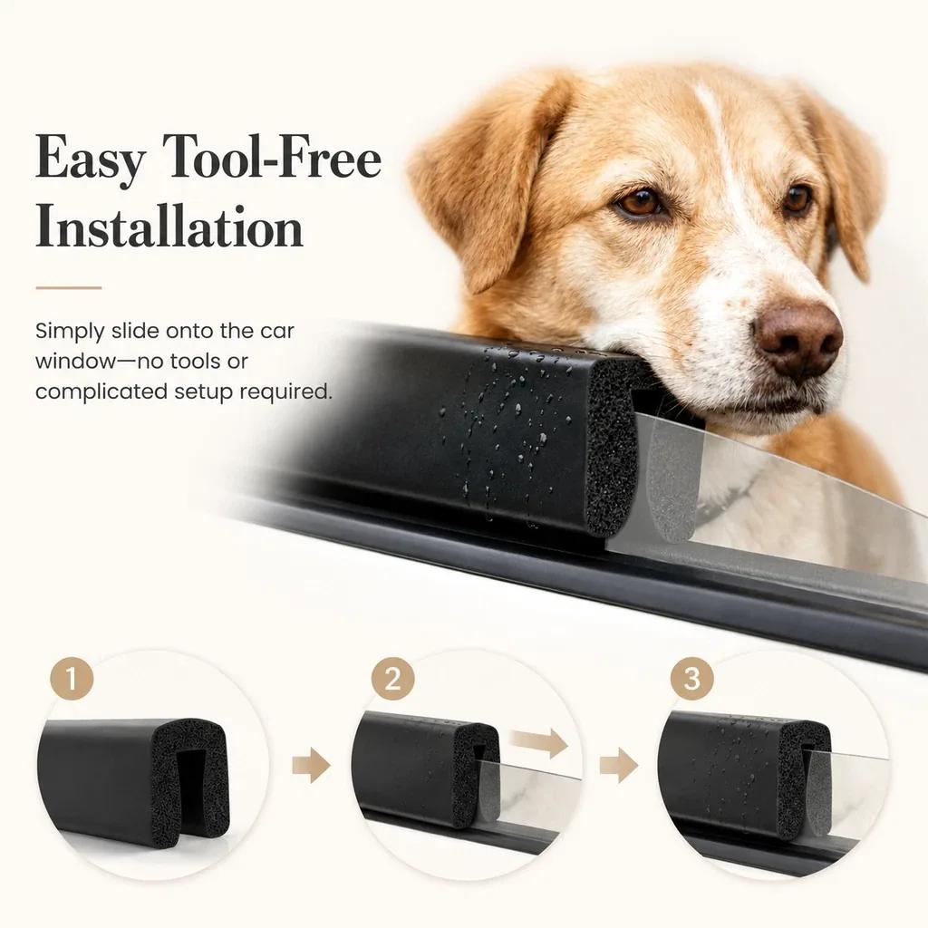 Tool-free installation steps for the car window dog headrest cushion